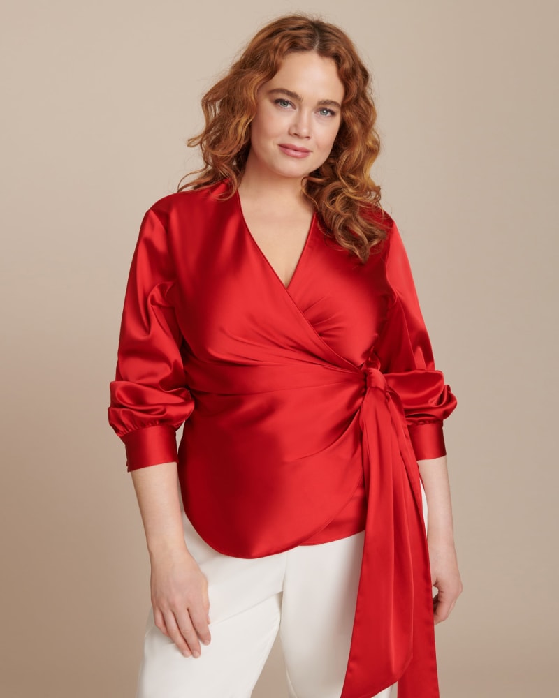 Red satin tie top hot sale